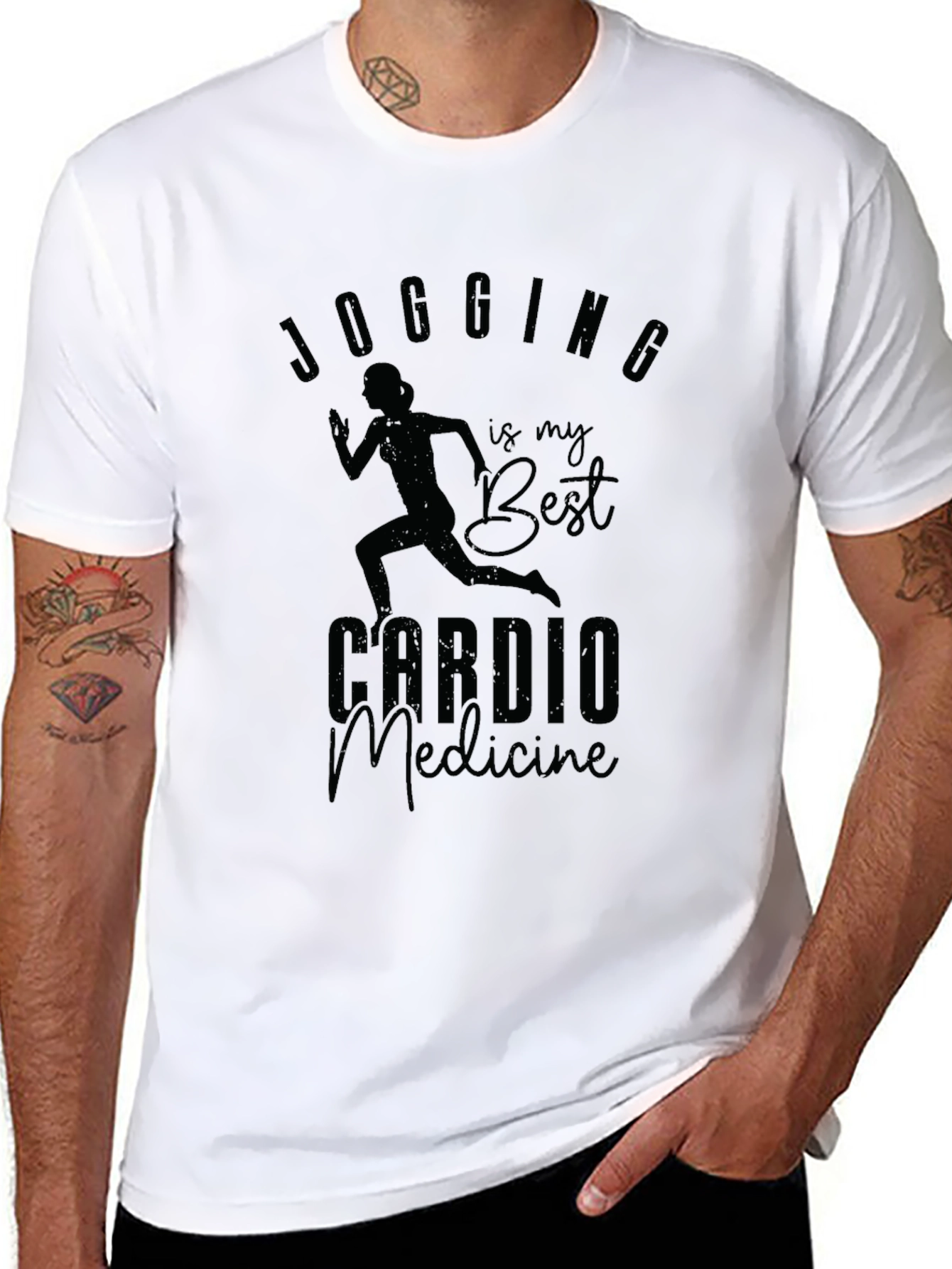 Jogging Cardio Medicine Black Graphic Tee