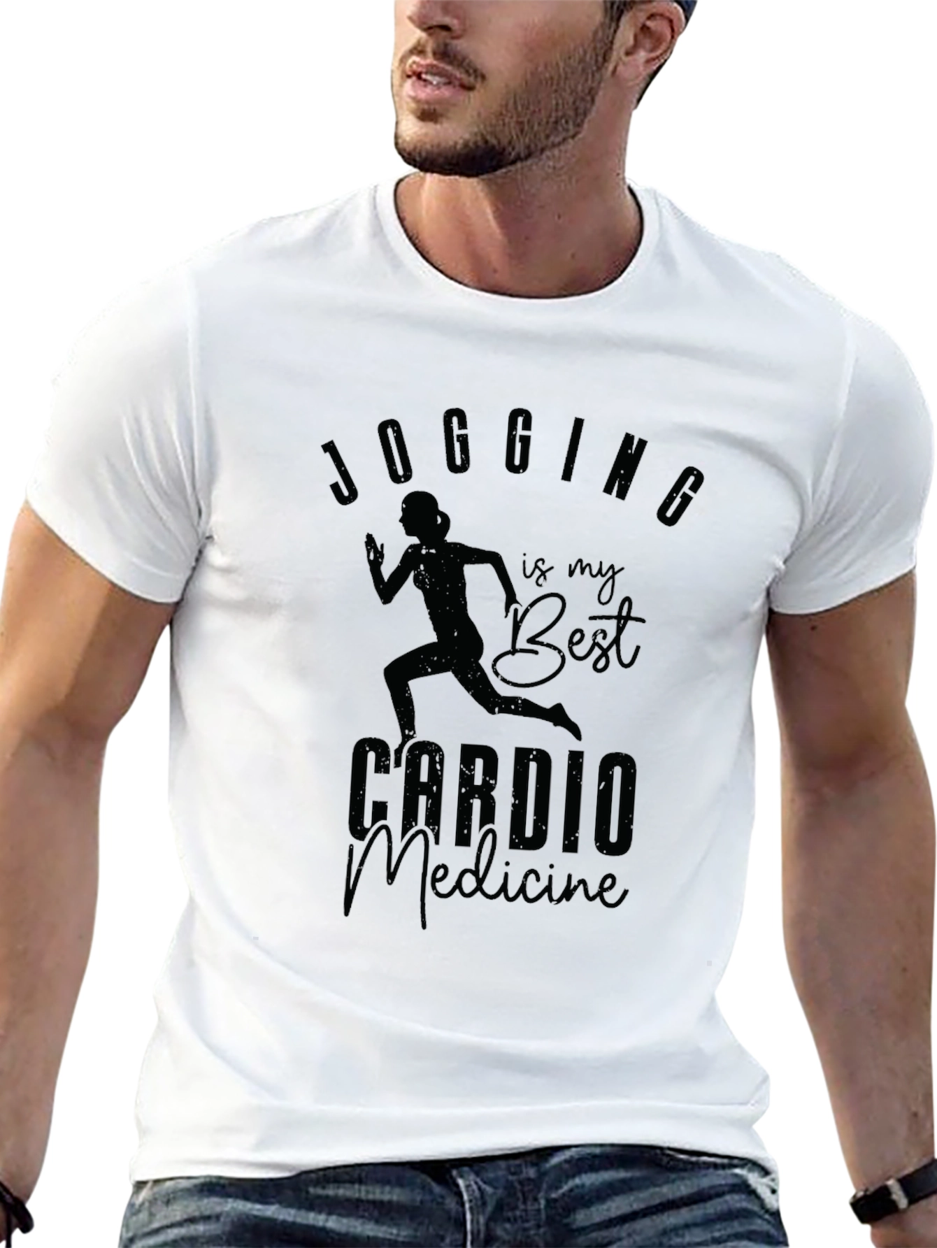 Jogging Cardio Medicine Black Graphic Tee