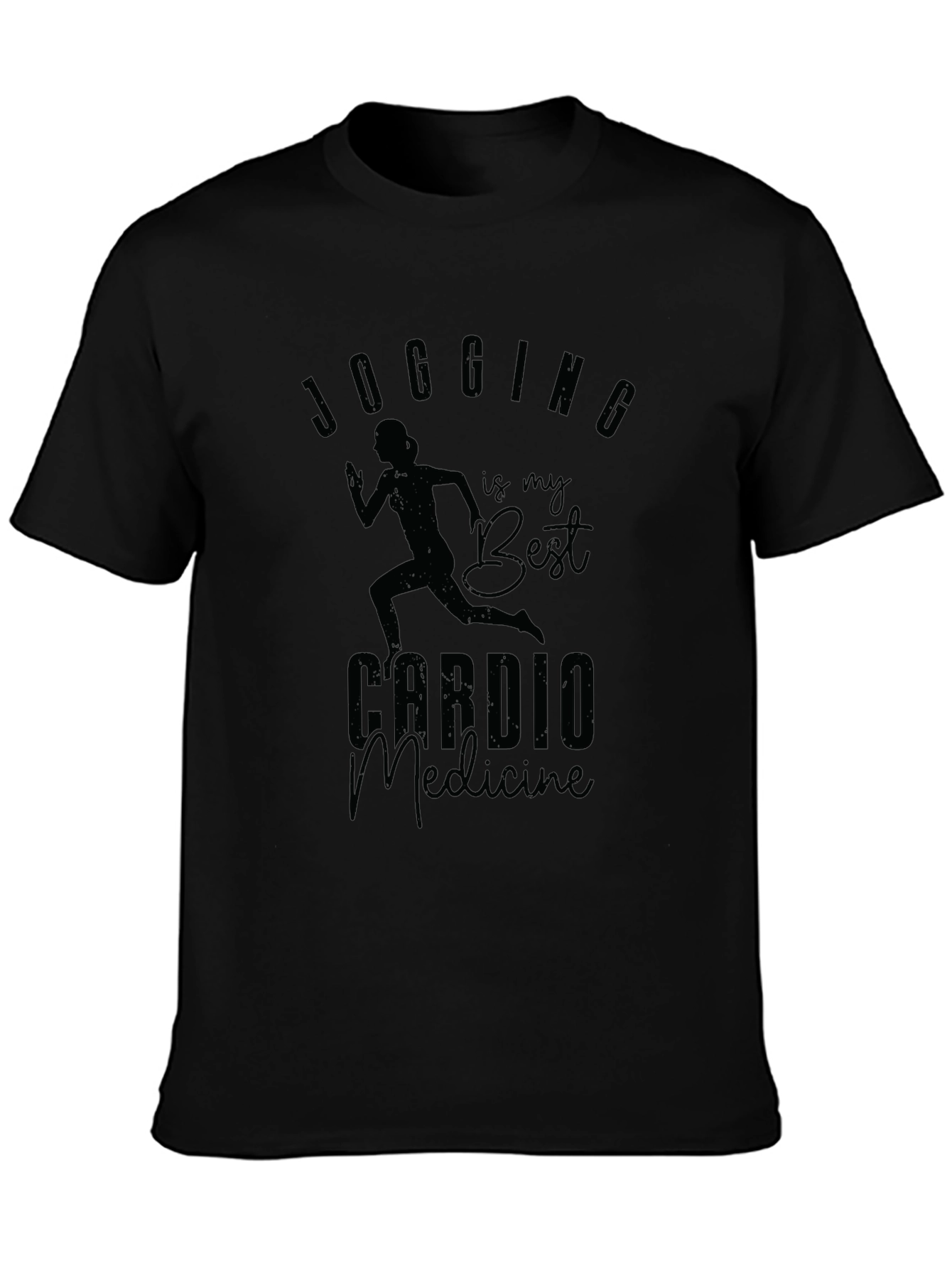 Jogging Cardio Medicine Black Graphic Tee