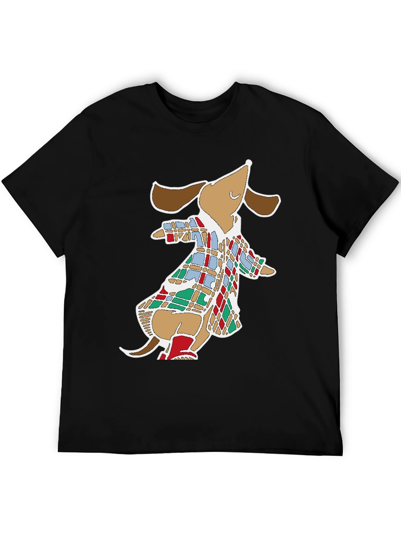 Dog in Coat Graphic Tee - Fun Black T-Shirt