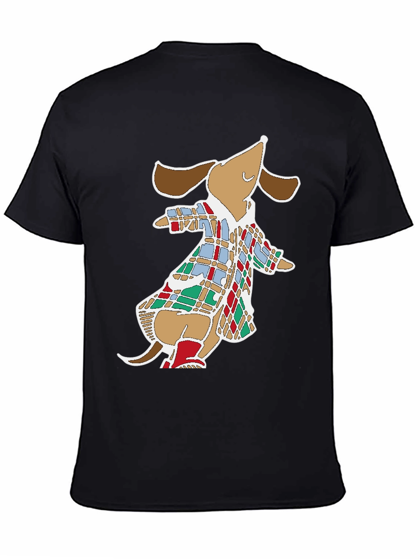 Dog in Coat Graphic Tee - Fun Black T-Shirt