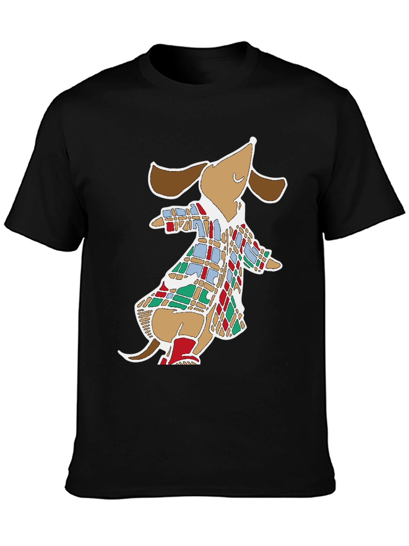 Dog in Coat Graphic Tee - Fun Black T-Shirt