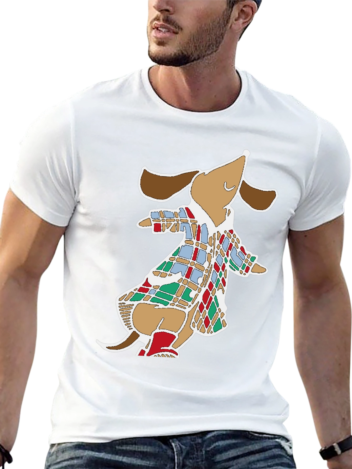 Dog in Coat Graphic Tee - Fun Black T-Shirt
