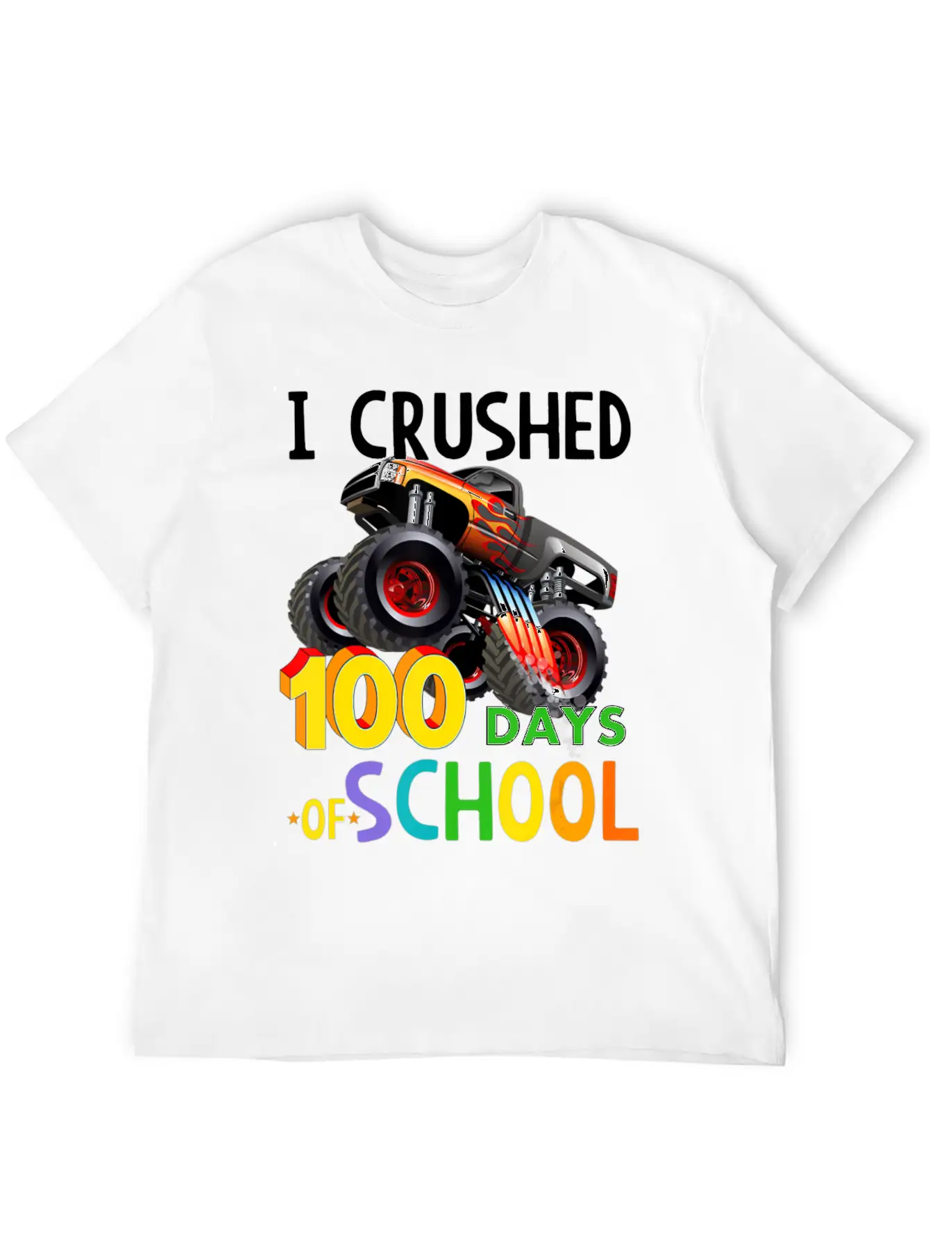 I Crushed 100 Days Of School Monster Truck Unisex Casual T-Shirt – Clean Design For Daily Comfort