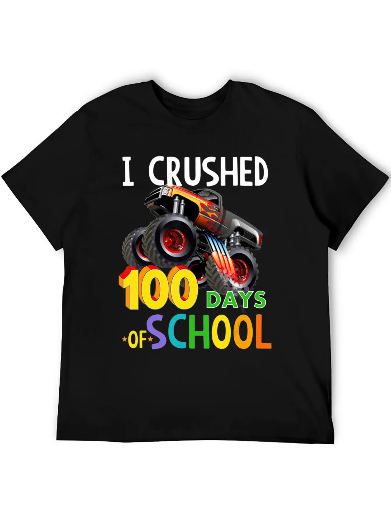 I Crushed 100 Days Of School Monster Truck Unisex Casual T-Shirt – Clean Design For Daily Comfort