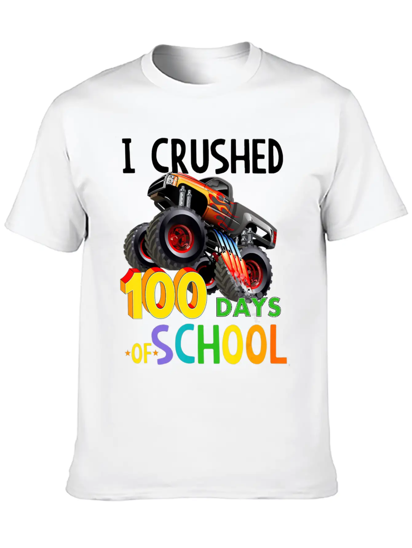 I Crushed 100 Days Of School Monster Truck Unisex Casual T-Shirt – Clean Design For Daily Comfort
