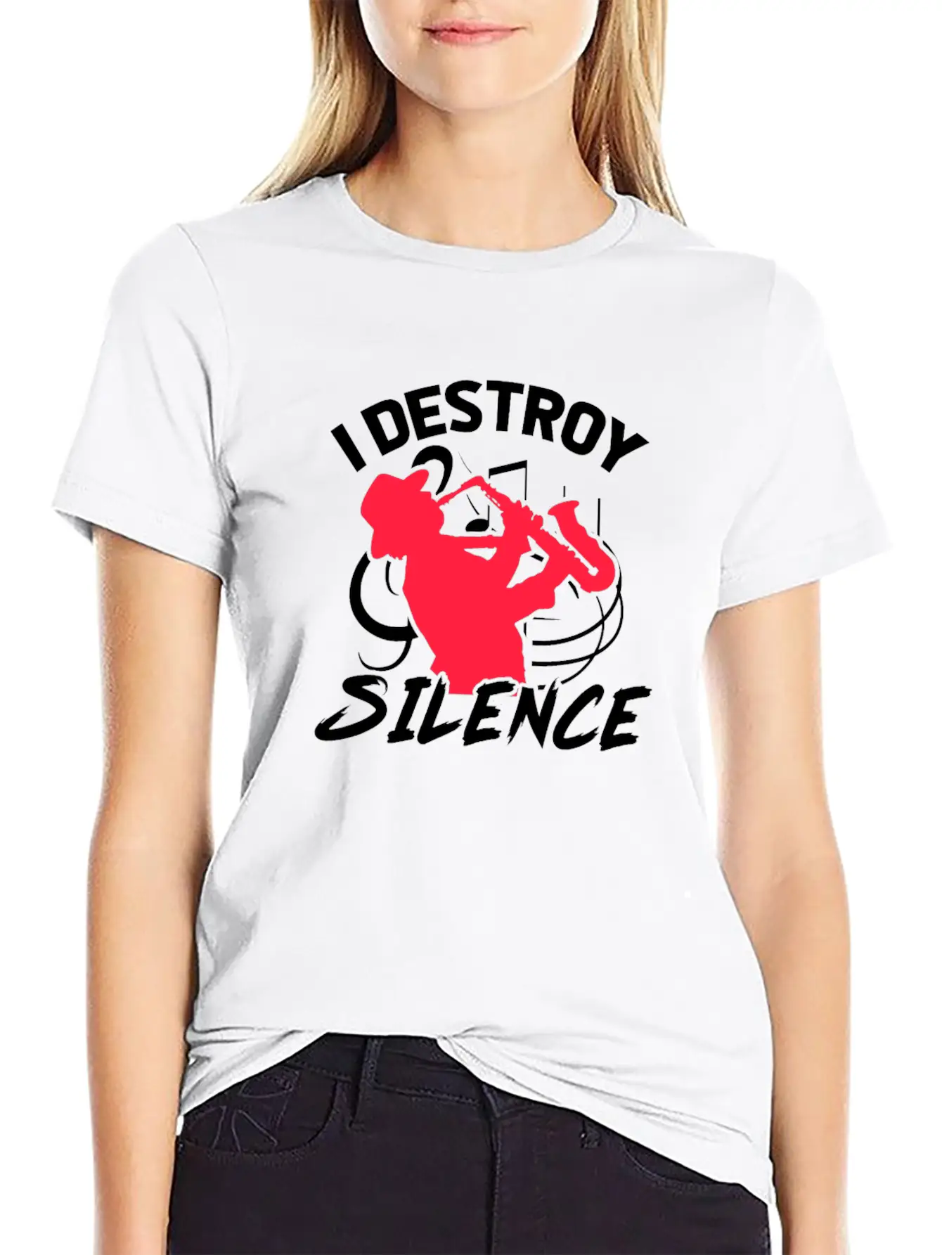 I Destroy Silence Saxophone Unisex Casual T-Shirt – Clean Design For Daily Comfort