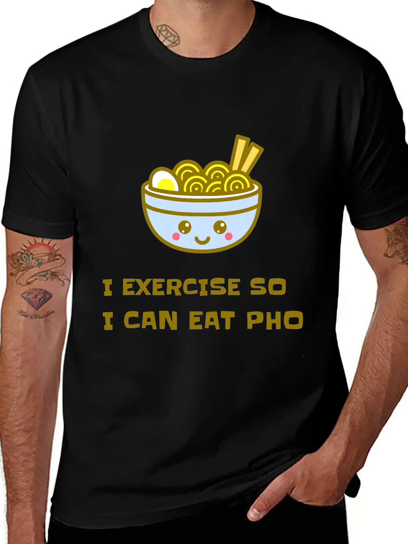 I EXERCISE SO I CAN EAT PHO Unisex Casual T-Shirt – Clean Design For Daily Comfort