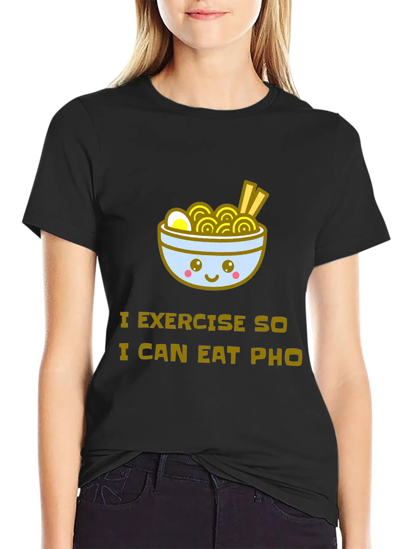 I EXERCISE SO I CAN EAT PHO Unisex Casual T-Shirt – Clean Design For Daily Comfort