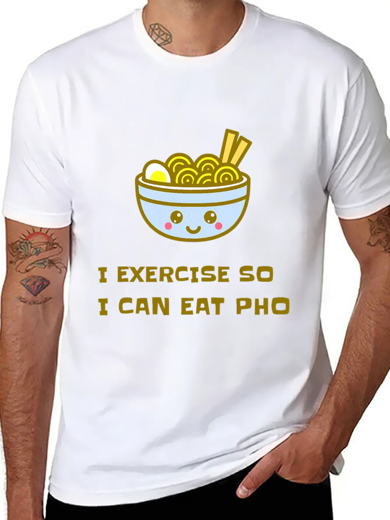 I EXERCISE SO I CAN EAT PHO Unisex Casual T-Shirt – Clean Design For Daily Comfort