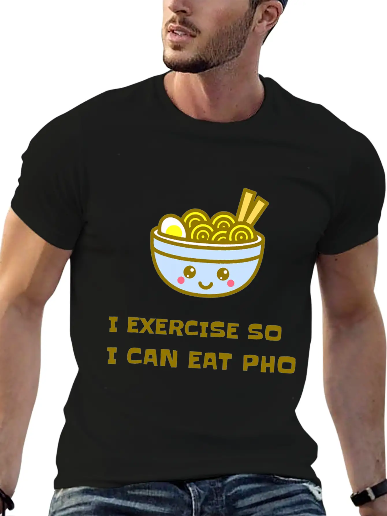 I EXERCISE SO I CAN EAT PHO Unisex Casual T-Shirt – Clean Design For Daily Comfort