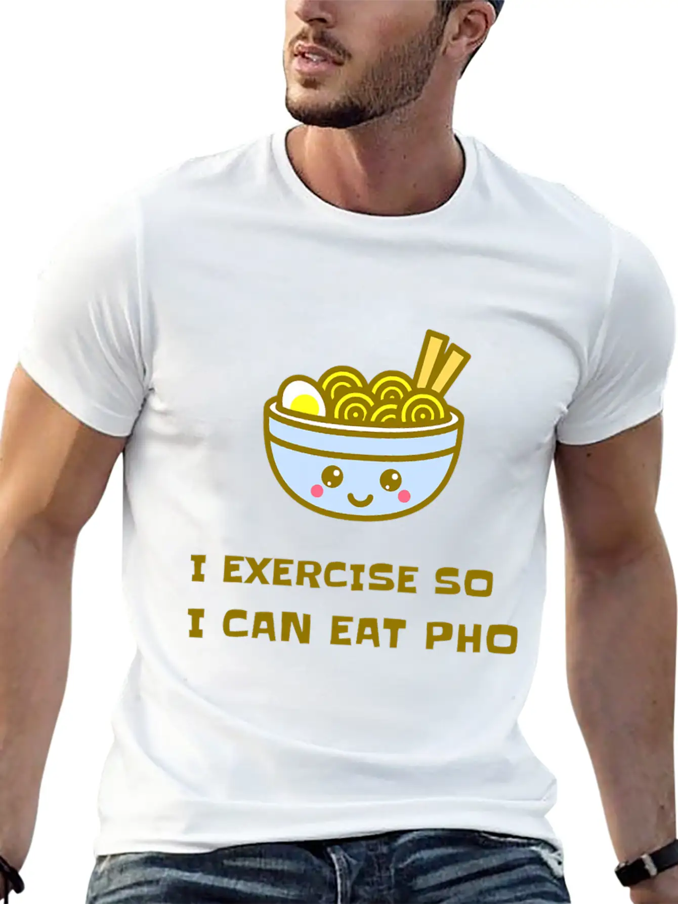 I EXERCISE SO I CAN EAT PHO Unisex Casual T-Shirt – Clean Design For Daily Comfort
