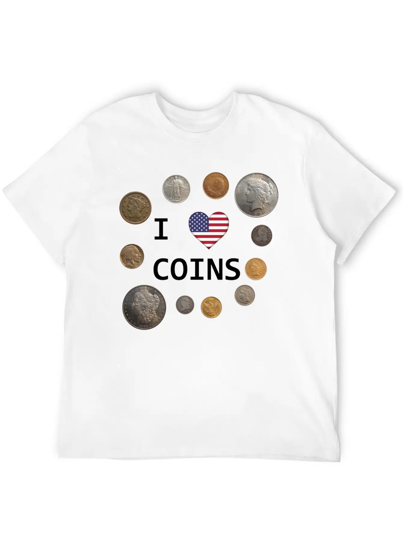 I Love Coins - US Flag Unisex Casual T-Shirt – Clean Design For Daily Comfort