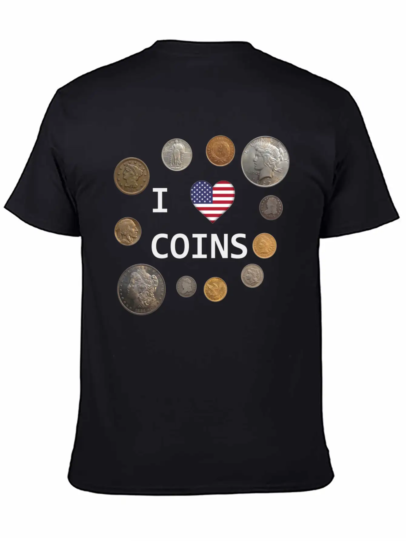 I Love Coins - US Flag Unisex Casual T-Shirt – Clean Design For Daily Comfort