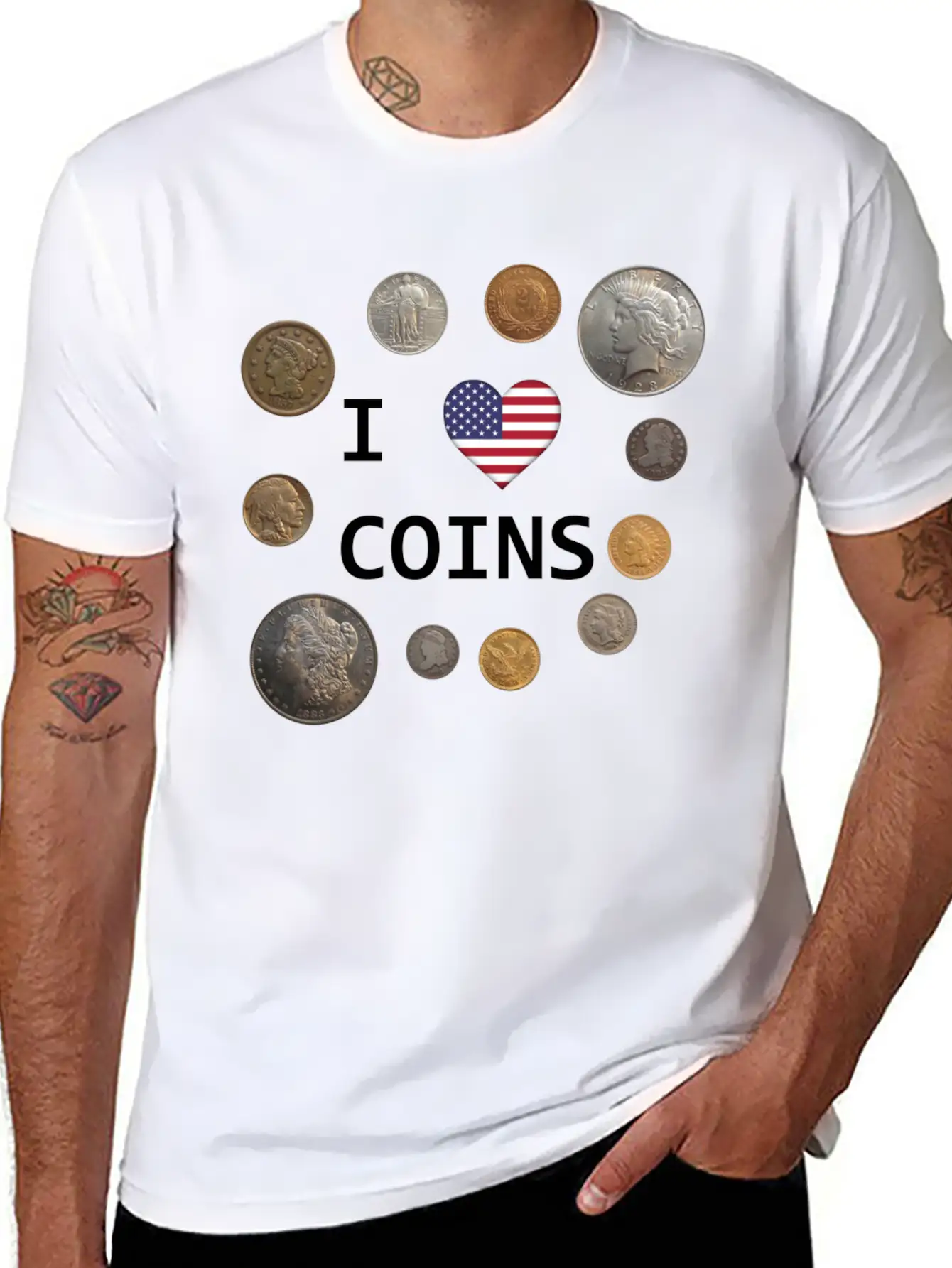 I Love Coins - US Flag Unisex Casual T-Shirt – Clean Design For Daily Comfort