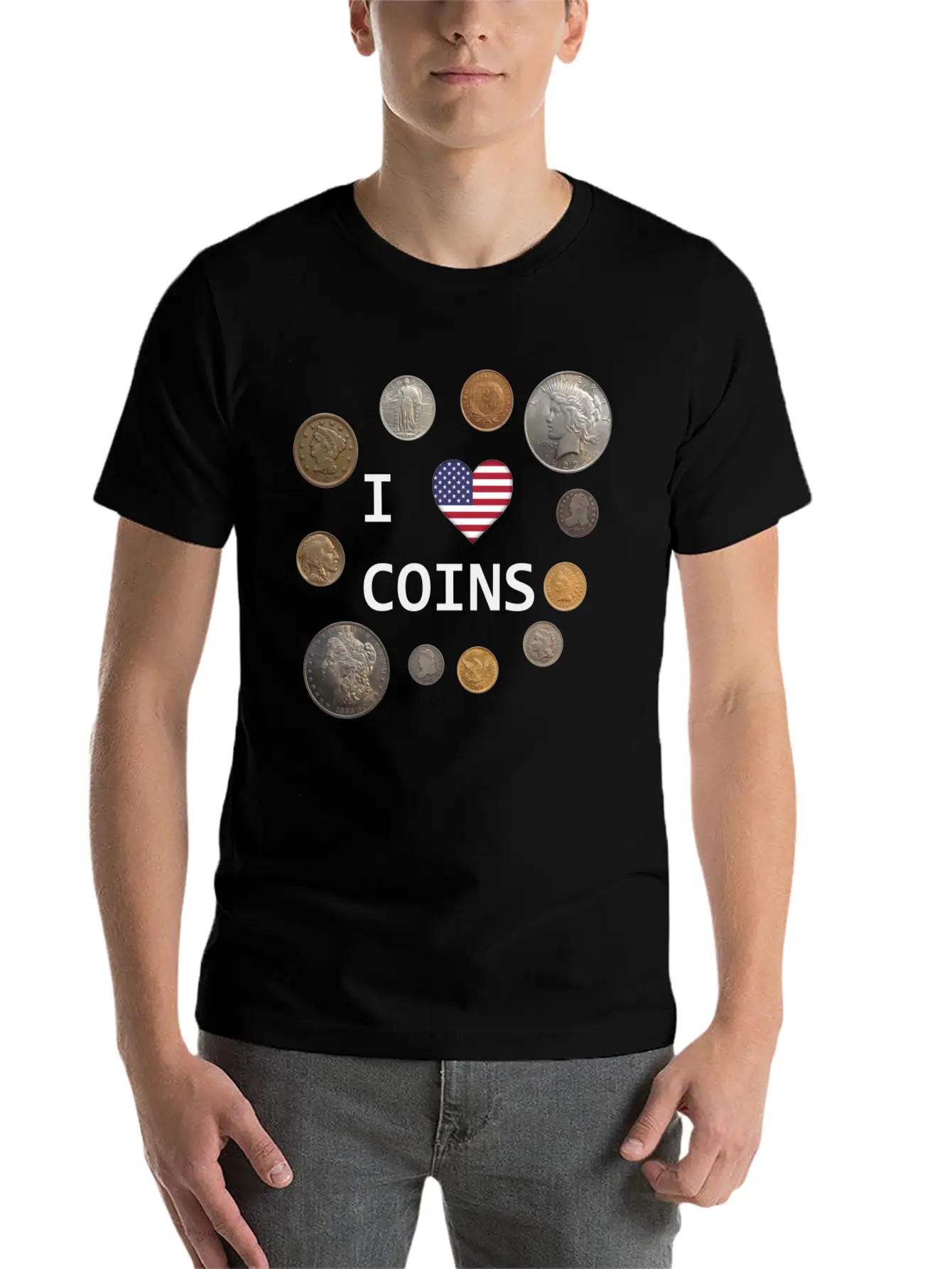 I Love Coins - US Flag Unisex Casual T-Shirt – Clean Design For Daily Comfort