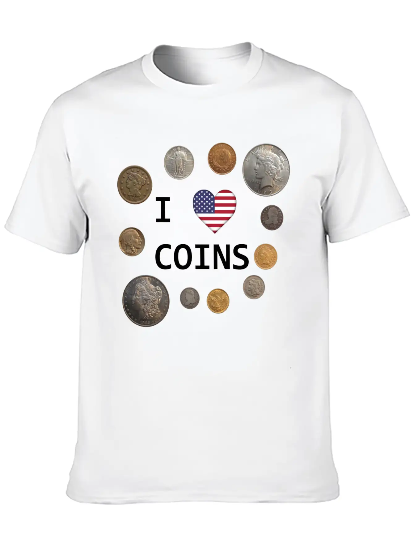 I Love Coins - US Flag Unisex Casual T-Shirt – Clean Design For Daily Comfort