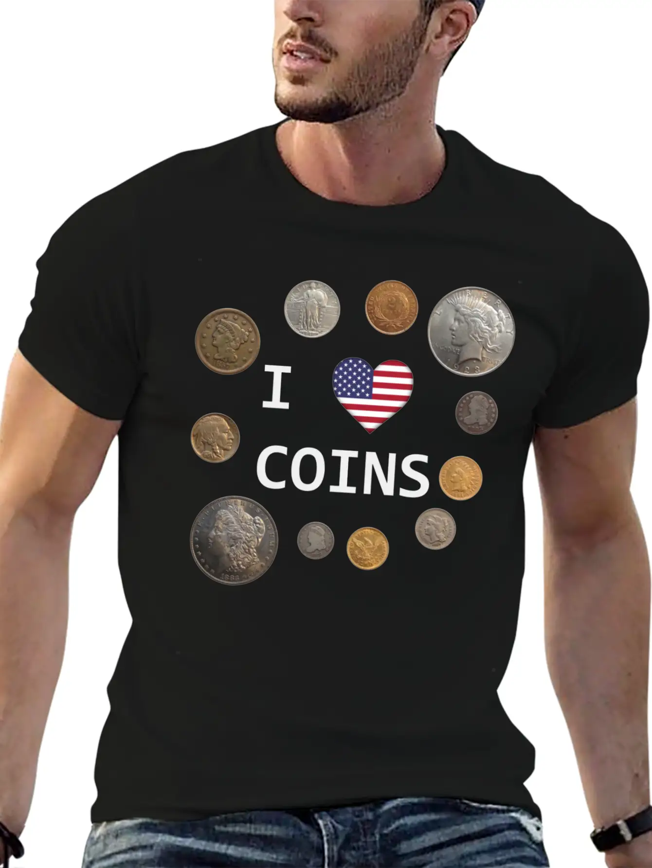 I Love Coins - US Flag Unisex Casual T-Shirt – Clean Design For Daily Comfort