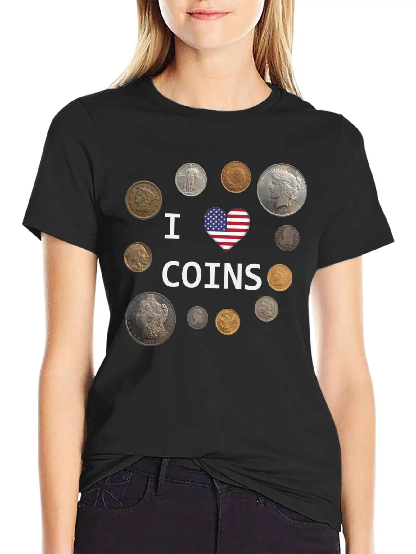 I Love Coins - US Flag Unisex Casual T-Shirt – Clean Design For Daily Comfort
