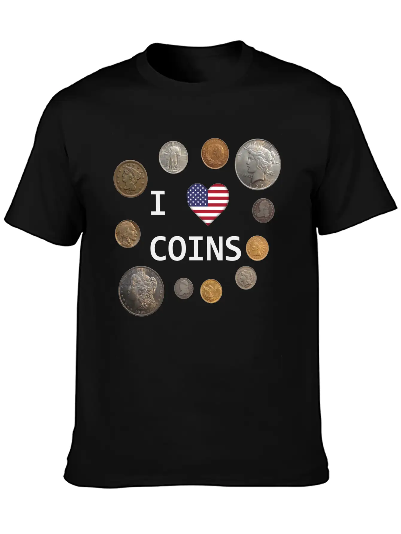 I Love Coins - US Flag Unisex Casual T-Shirt – Clean Design For Daily Comfort