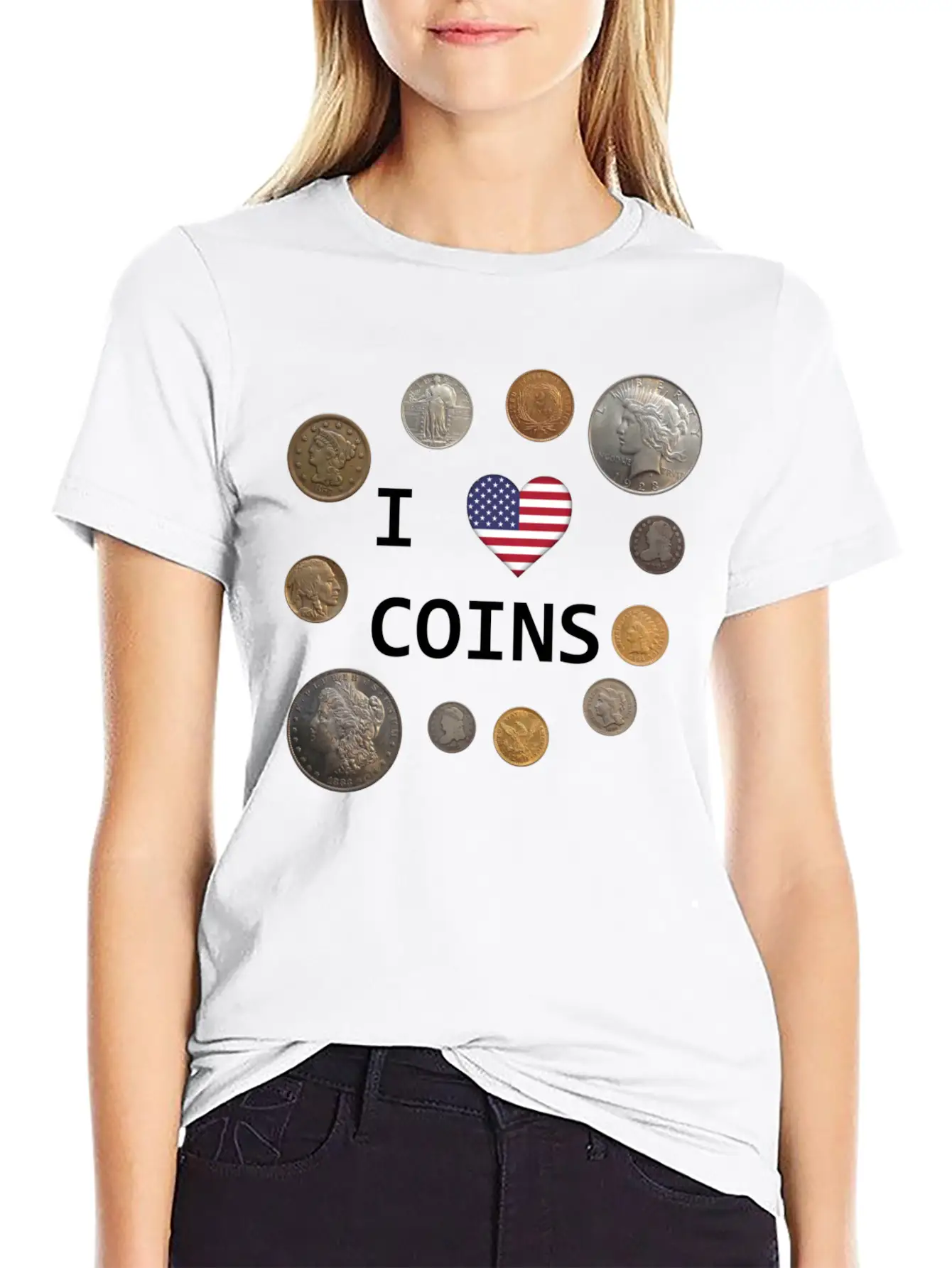 I Love Coins - US Flag Unisex Casual T-Shirt – Clean Design For Daily Comfort