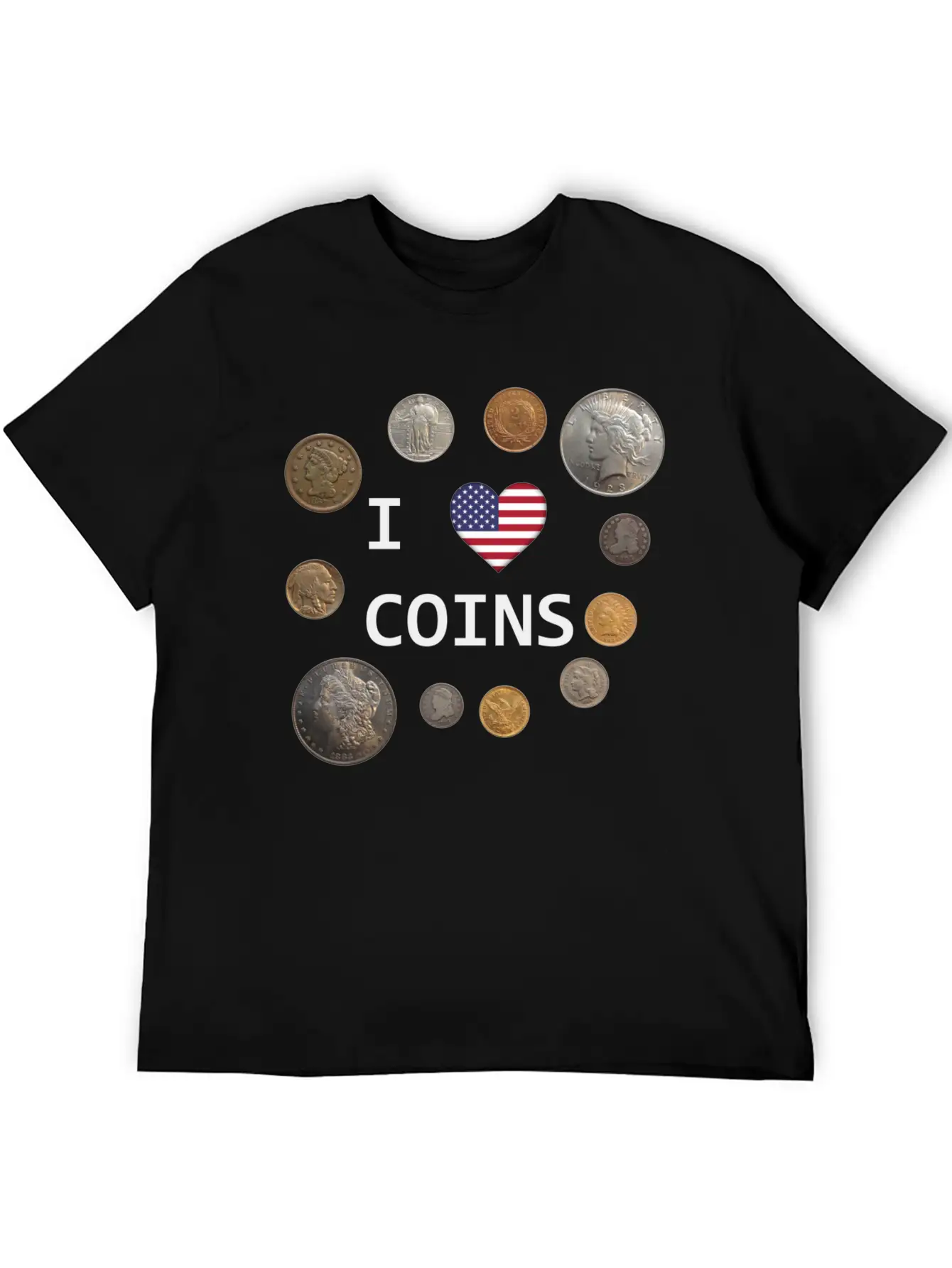 I Love Coins - US Flag Unisex Casual T-Shirt – Clean Design For Daily Comfort