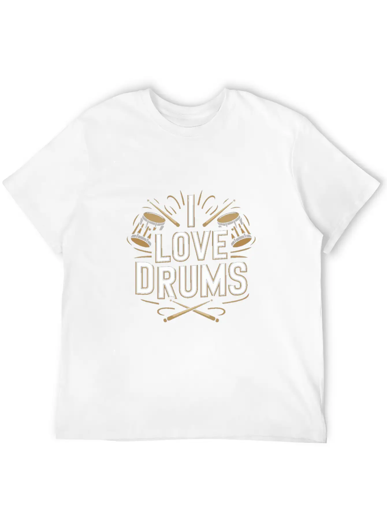I Love Drums Vintage Percussion Enthusiast Music Unisex Casual T-Shirt – Clean Design For Daily Comfort