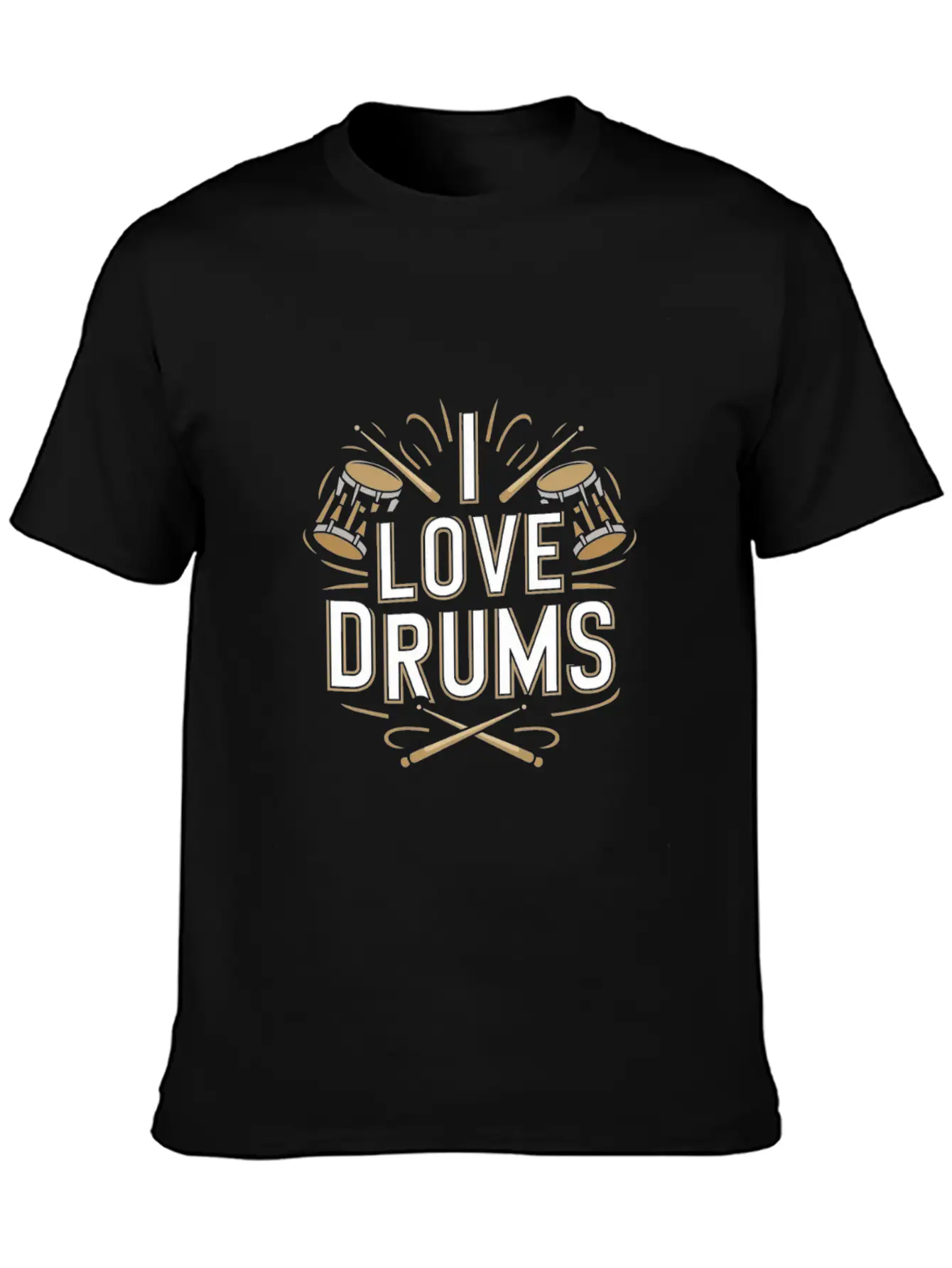 I Love Drums Vintage Percussion Enthusiast Music Unisex Casual T-Shirt – Clean Design For Daily Comfort