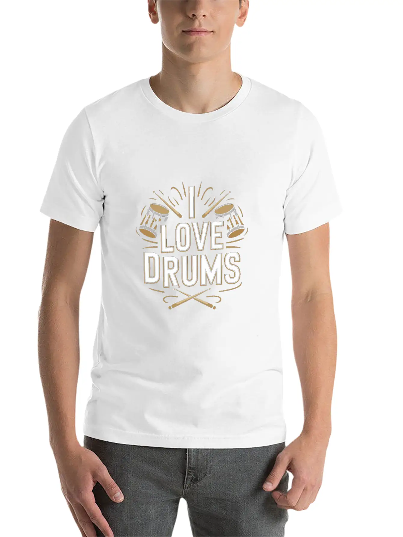 I Love Drums Vintage Percussion Enthusiast Music Unisex Casual T-Shirt – Clean Design For Daily Comfort