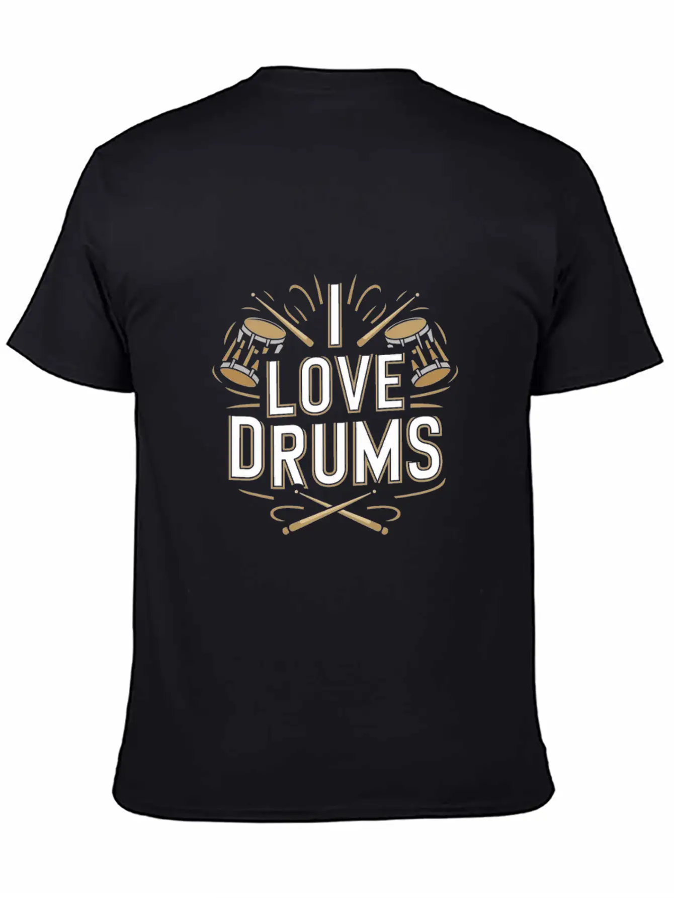 I Love Drums Vintage Percussion Enthusiast Music Unisex Casual T-Shirt – Clean Design For Daily Comfort