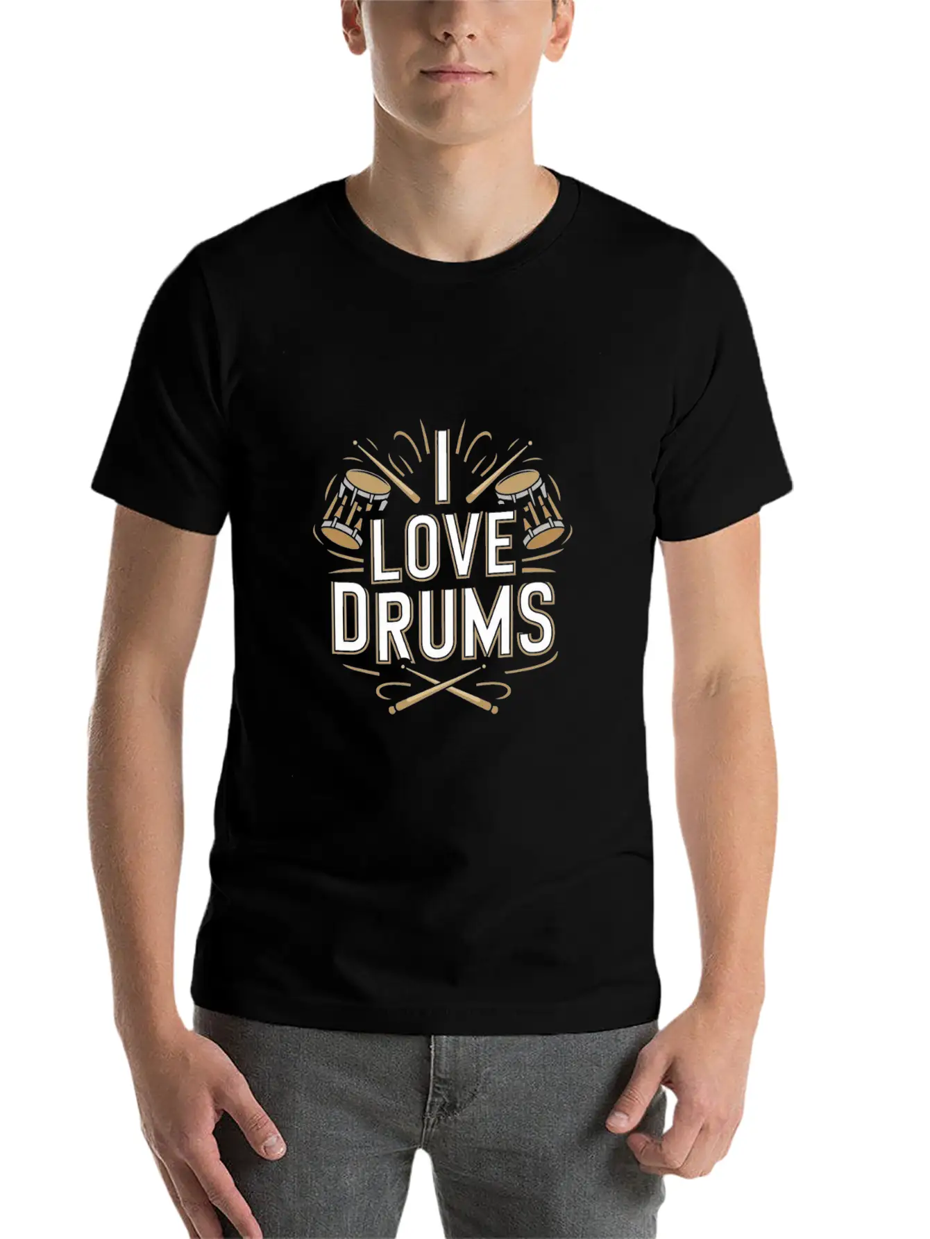 I Love Drums Vintage Percussion Enthusiast Music Unisex Casual T-Shirt – Clean Design For Daily Comfort