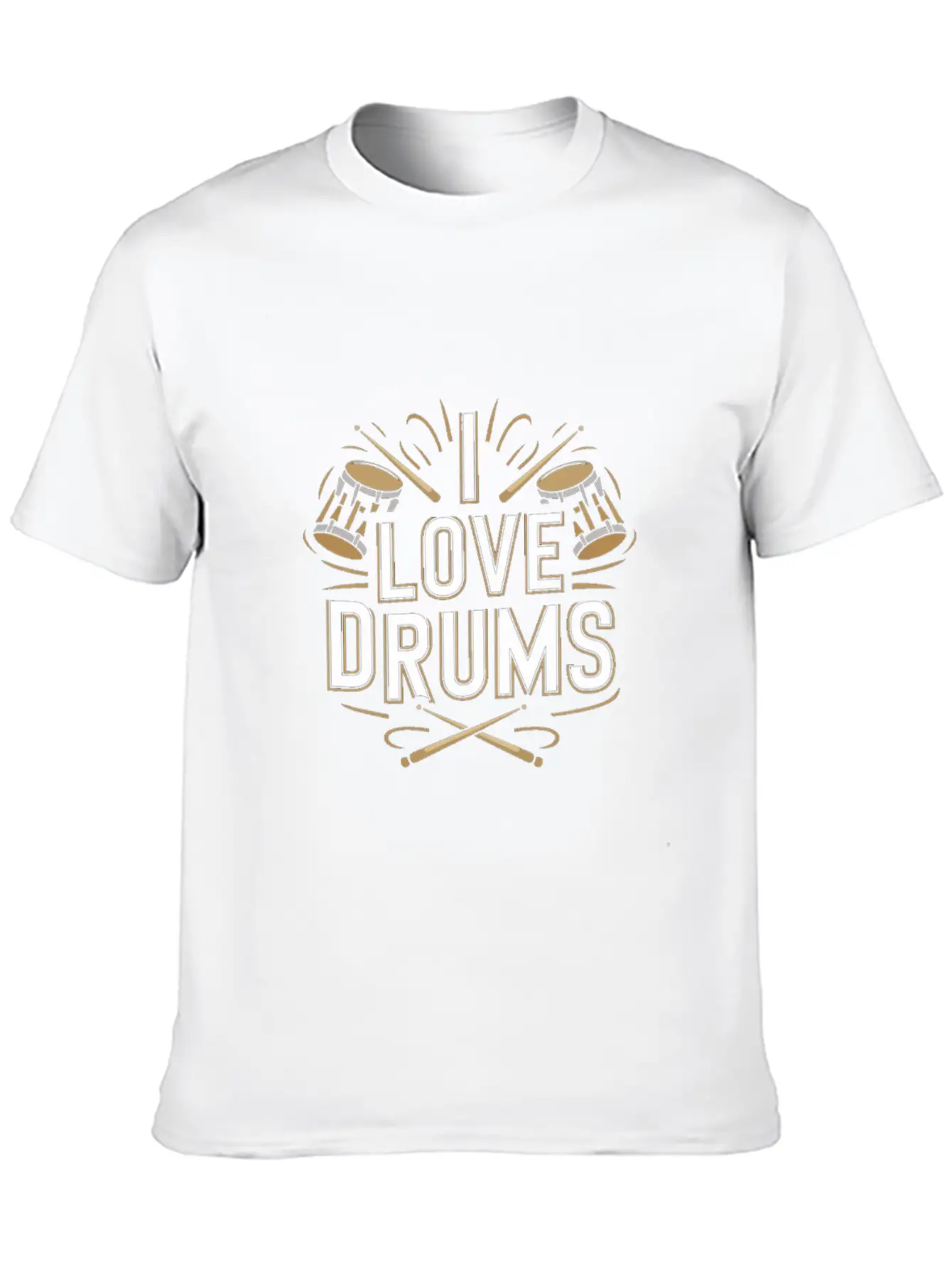 I Love Drums Vintage Percussion Enthusiast Music Unisex Casual T-Shirt – Clean Design For Daily Comfort