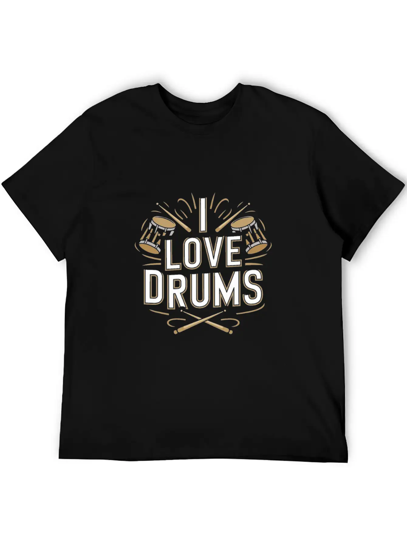 I Love Drums Vintage Percussion Enthusiast Music Unisex Casual T-Shirt – Clean Design For Daily Comfort