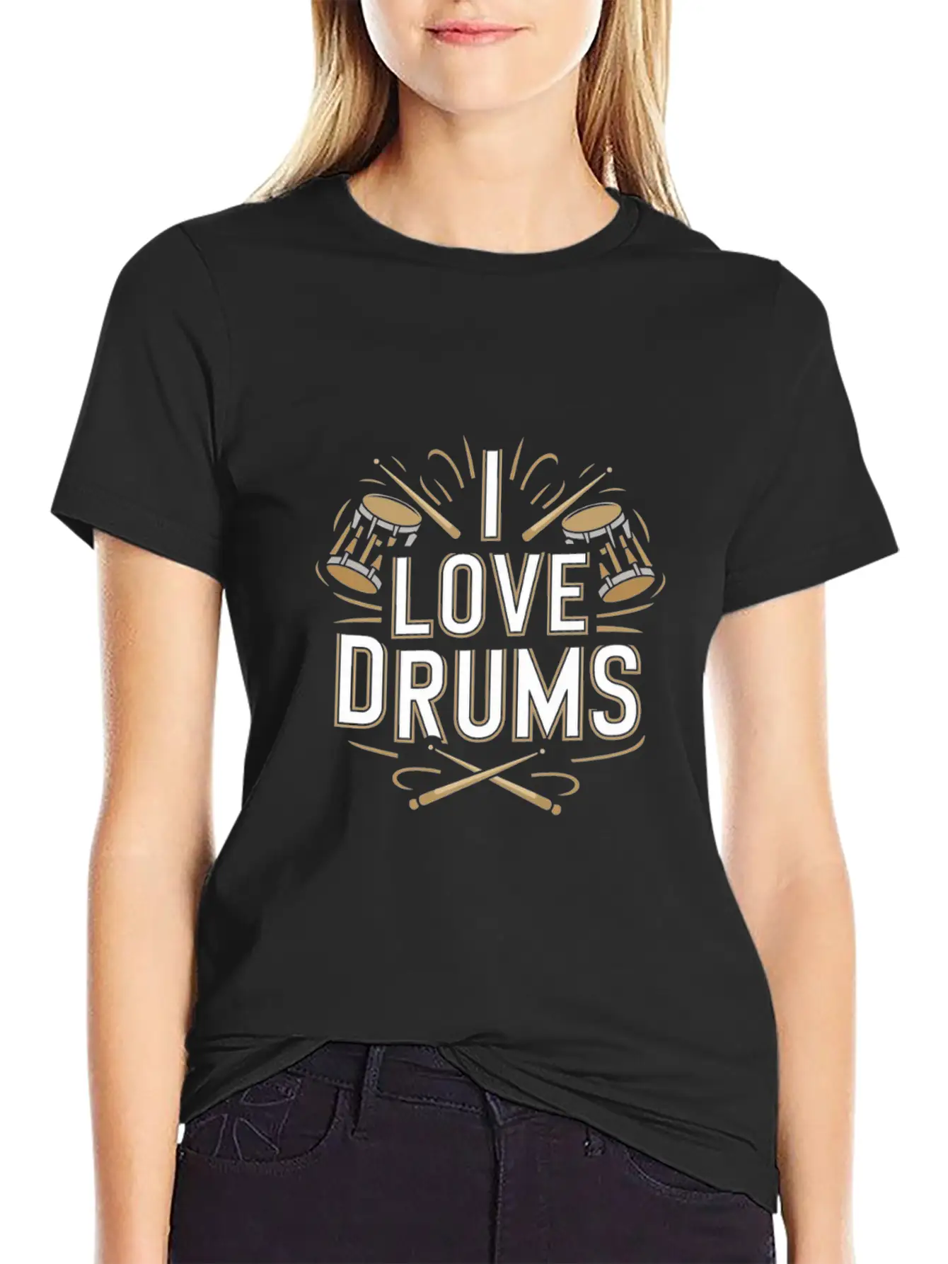 I Love Drums Vintage Percussion Enthusiast Music Unisex Casual T-Shirt – Clean Design For Daily Comfort
