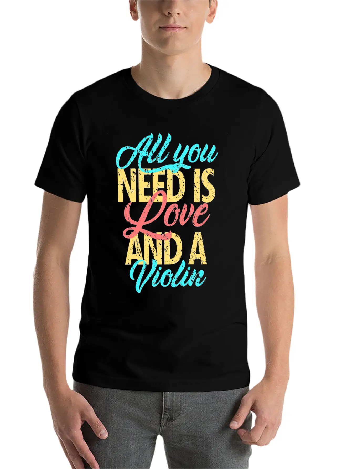 I Love Violin Unisex Casual T-Shirt – Clean Design For Daily Comfort