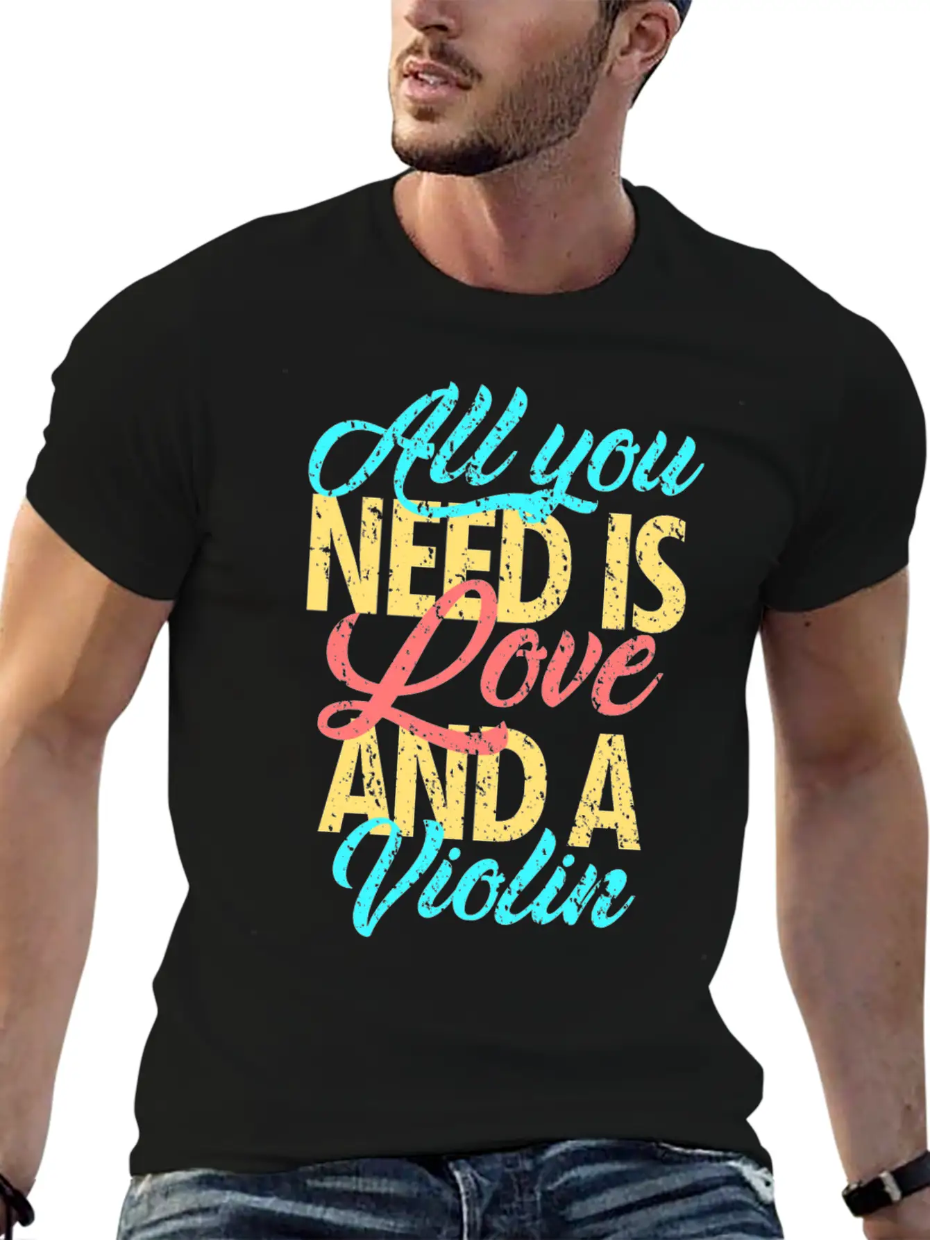 I Love Violin Unisex Casual T-Shirt – Clean Design For Daily Comfort