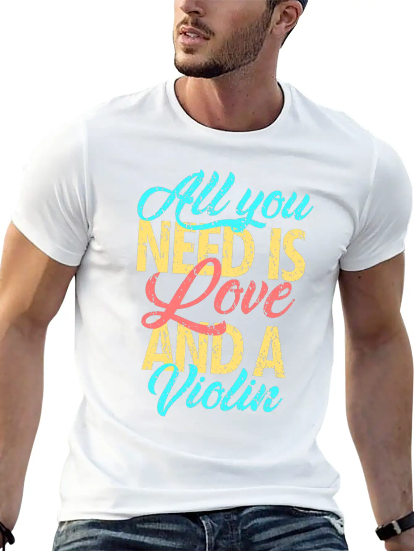 I Love Violin Unisex Casual T-Shirt – Clean Design For Daily Comfort