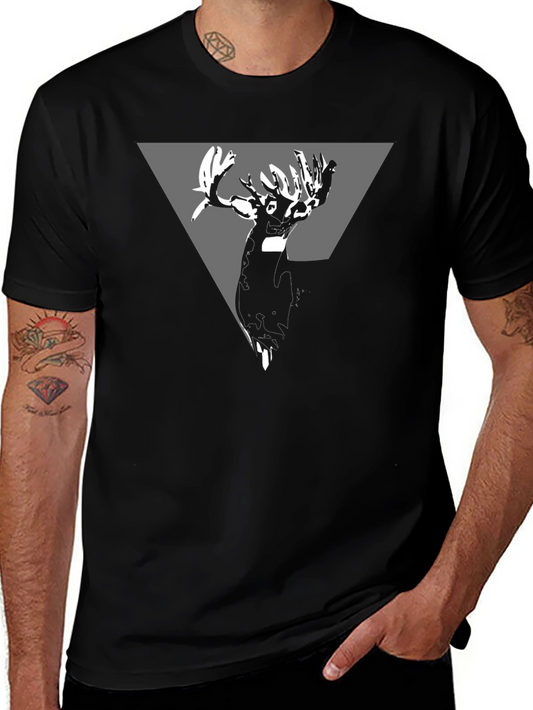 Abstract Stag Graphic Tee - Modern Style