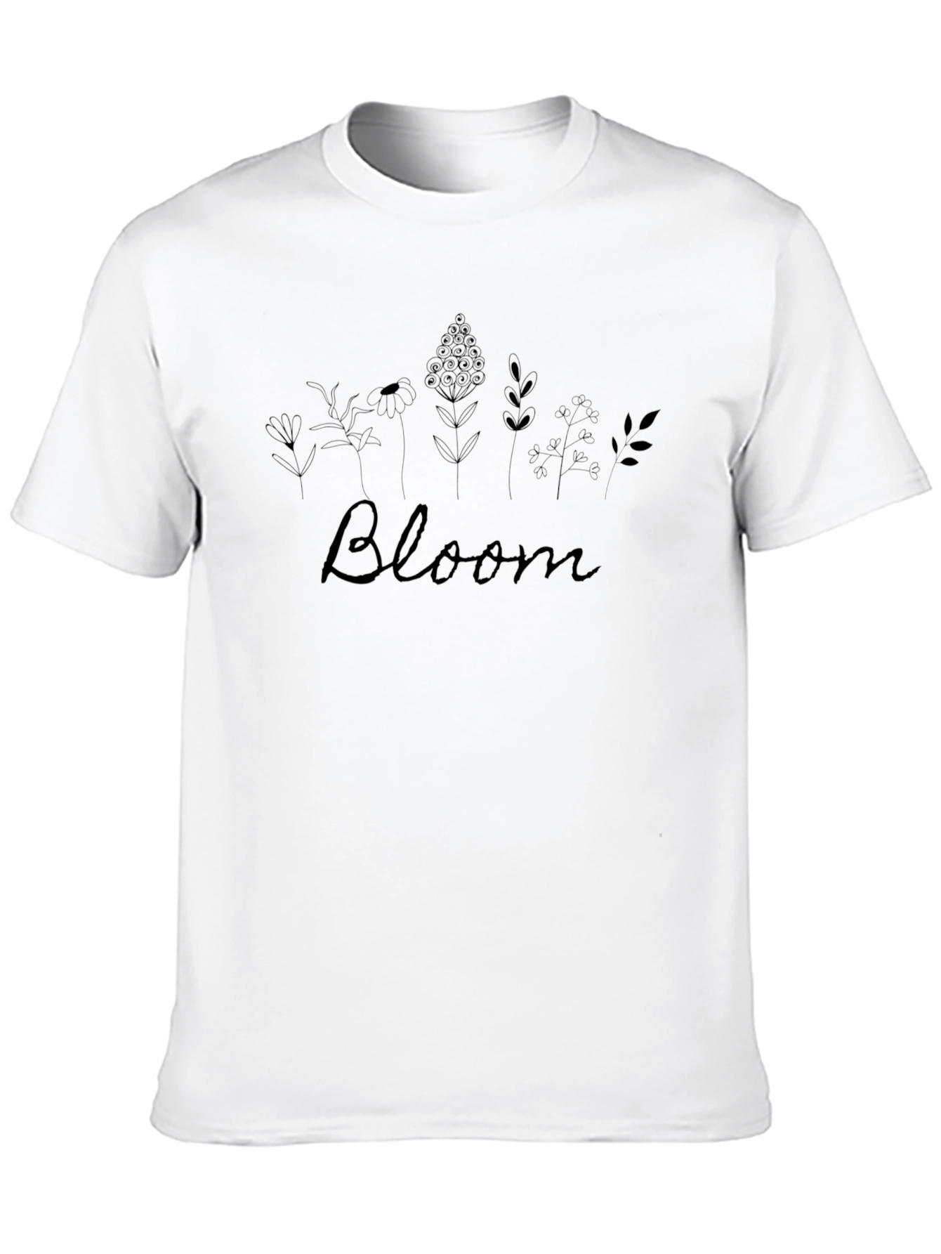 Bloom Flower Graphic Black T-Shirt