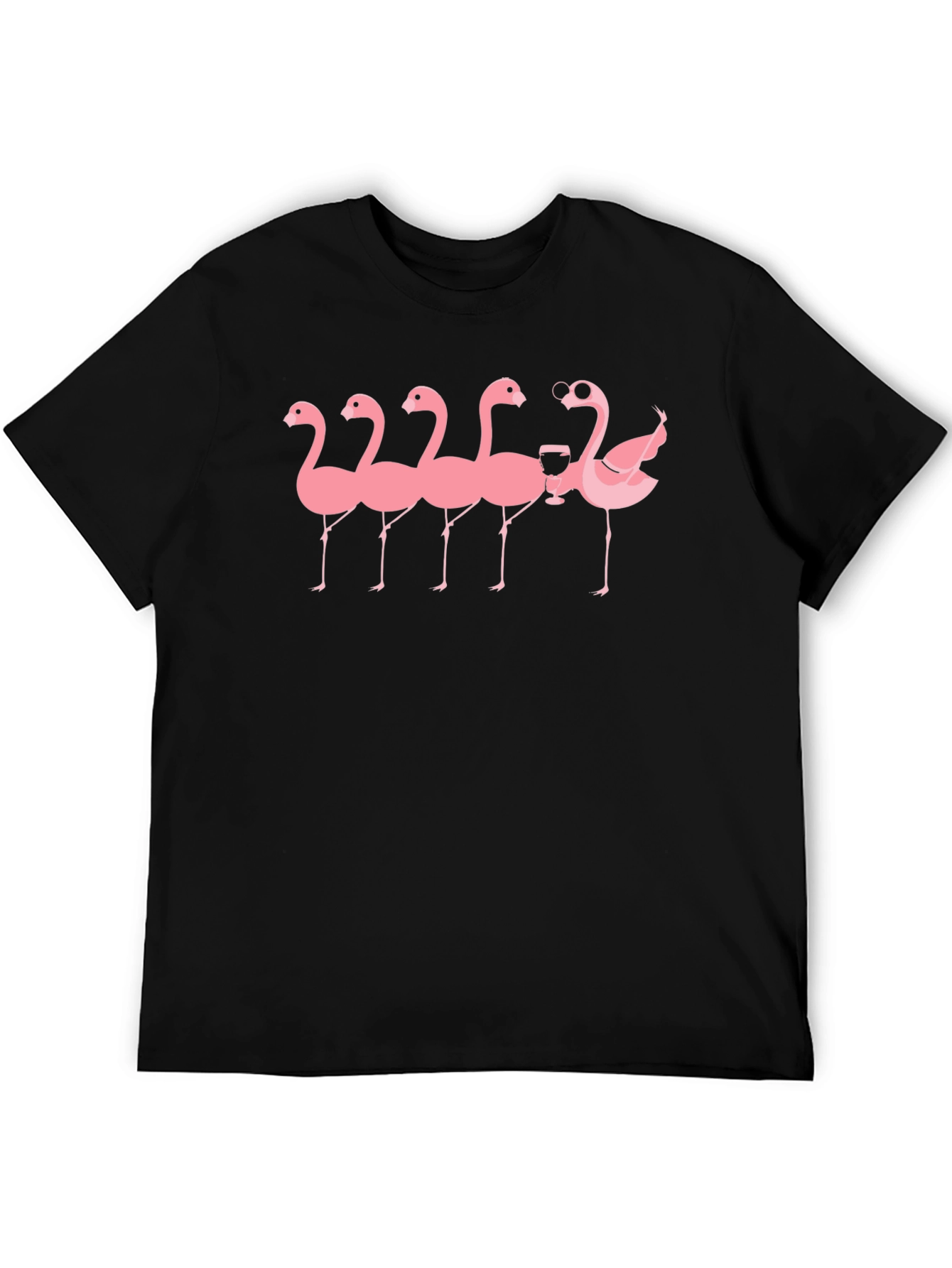 Black T-Shirt with Flamingo Graphic