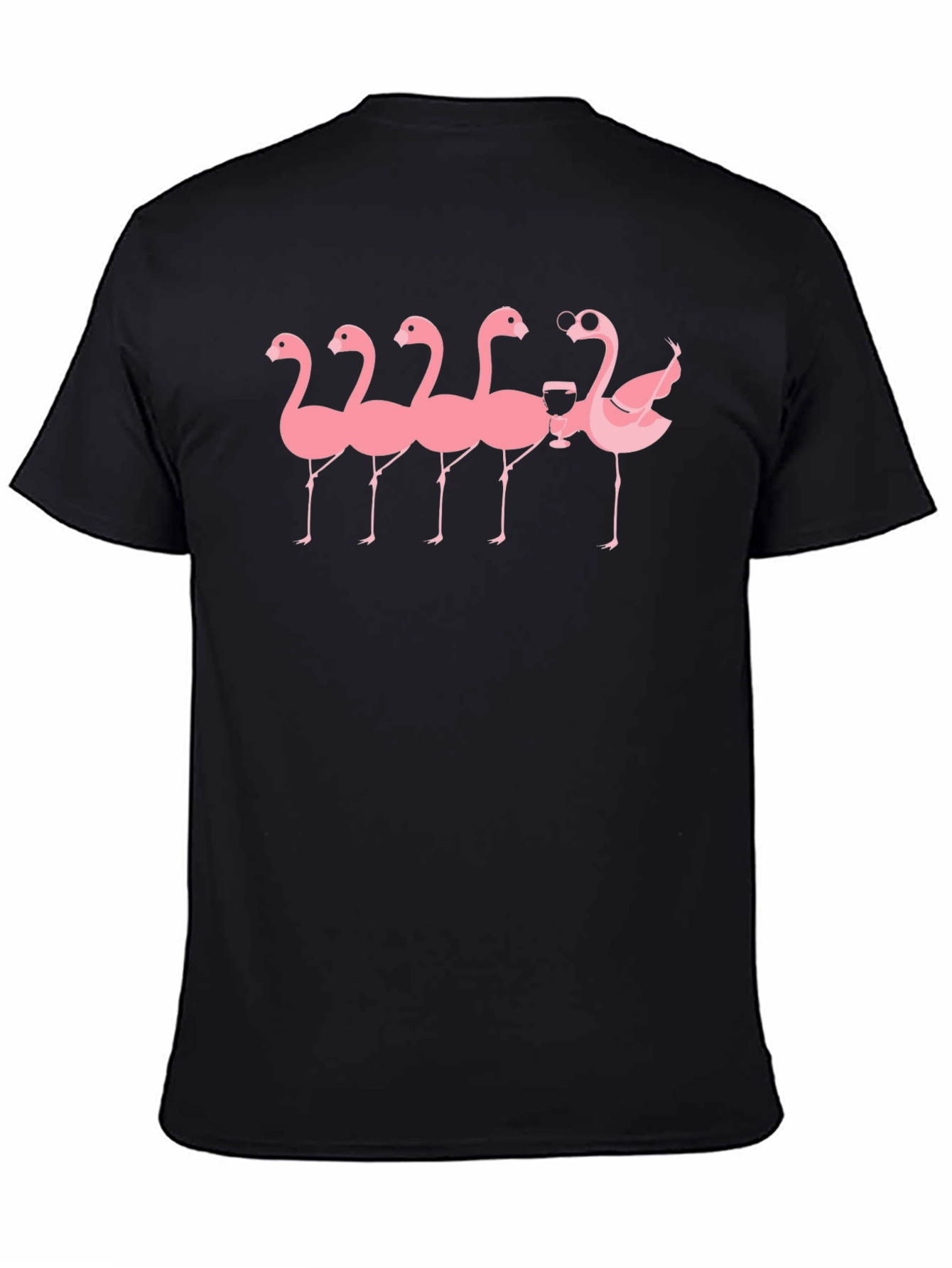 Black T-Shirt with Flamingo Graphic
