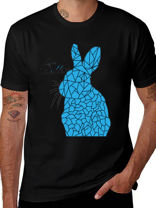 Geometric Rabbit Graphic Tee - Black Unisex T-Shirt