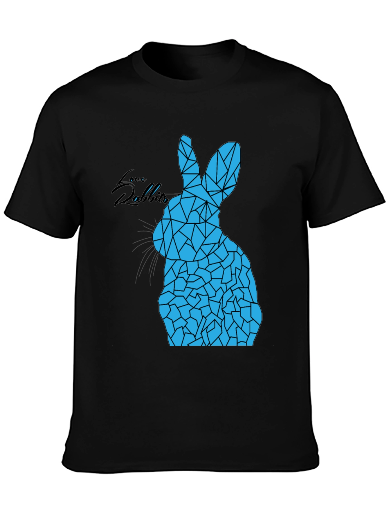 Geometric Rabbit Graphic Tee - Black Unisex T-Shirt