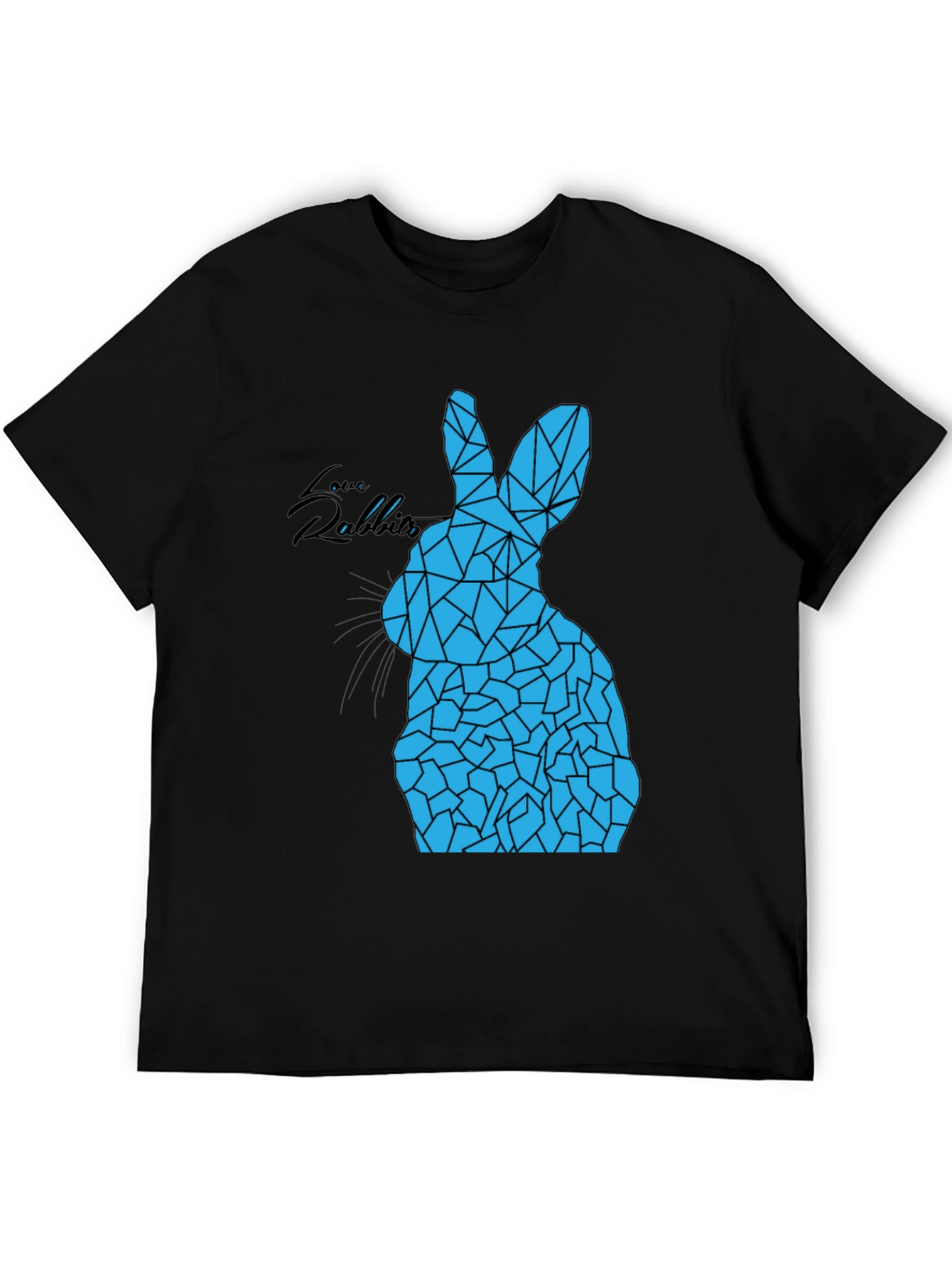 Geometric Rabbit Graphic Tee - Black Unisex T-Shirt