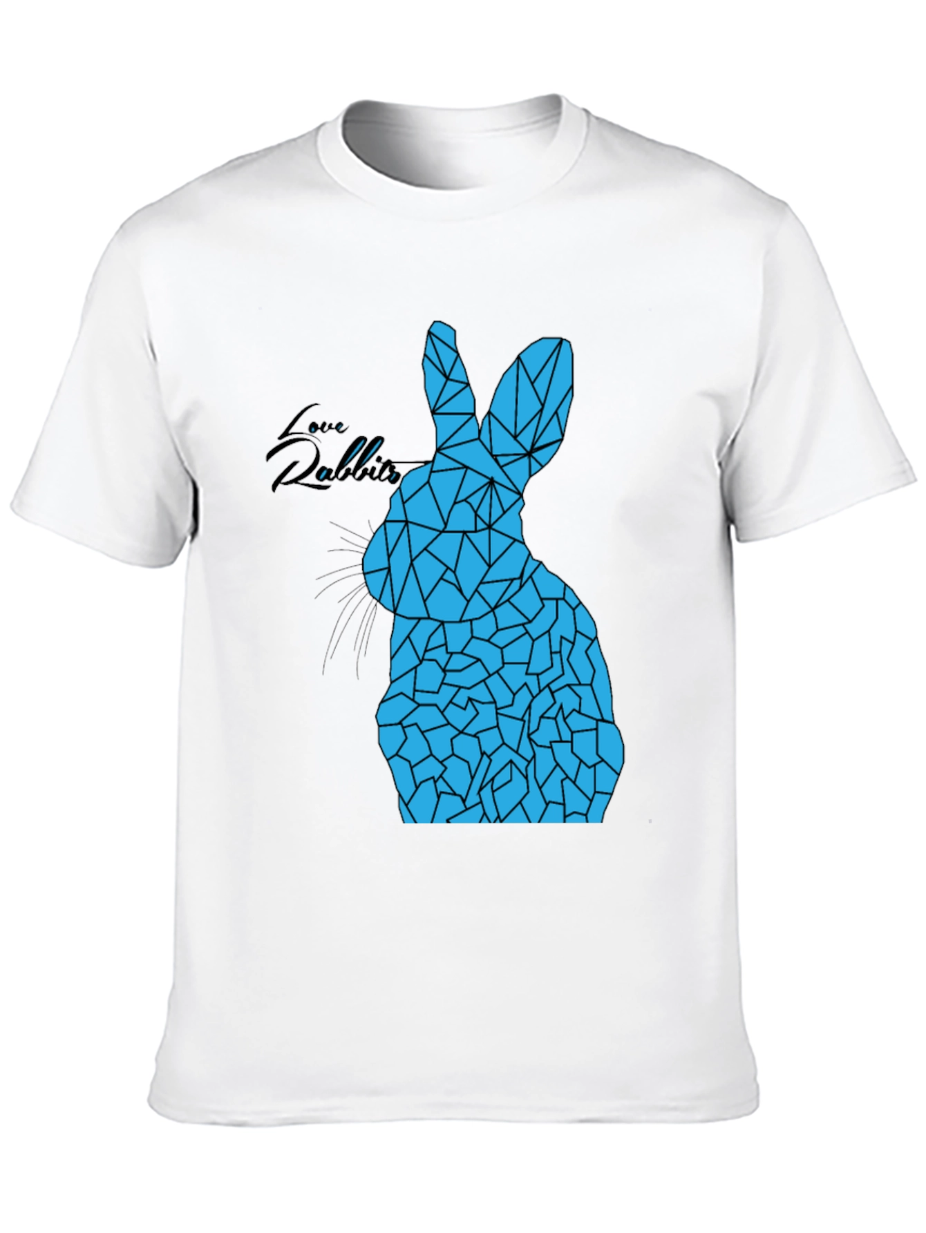 Geometric Rabbit Graphic Tee - Black Unisex T-Shirt