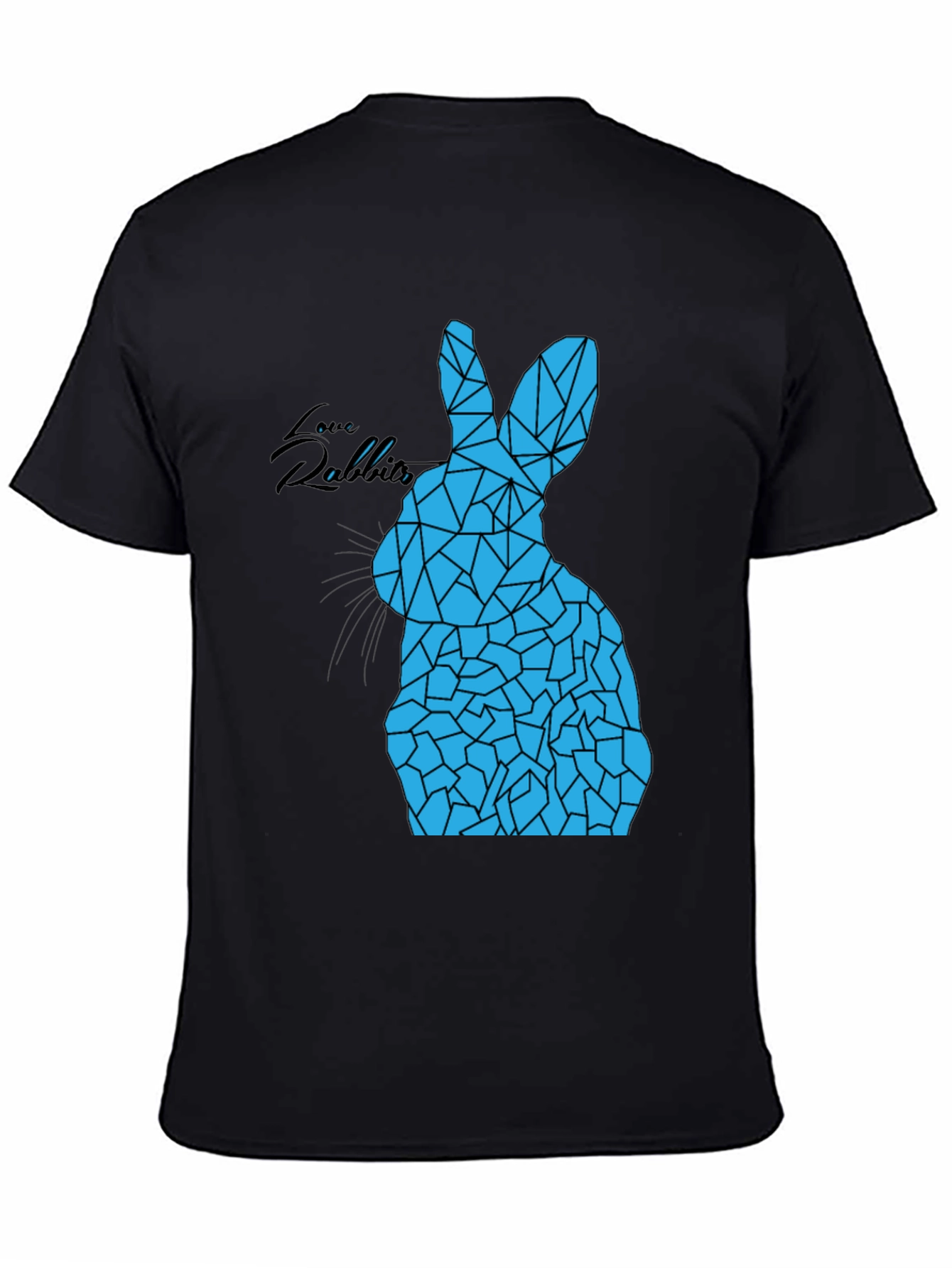 Geometric Rabbit Graphic Tee - Black Unisex T-Shirt