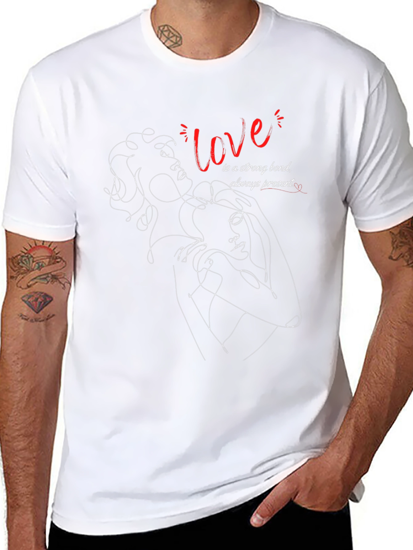 Love Line Art Graphic Tee - Strong Bond Shirt