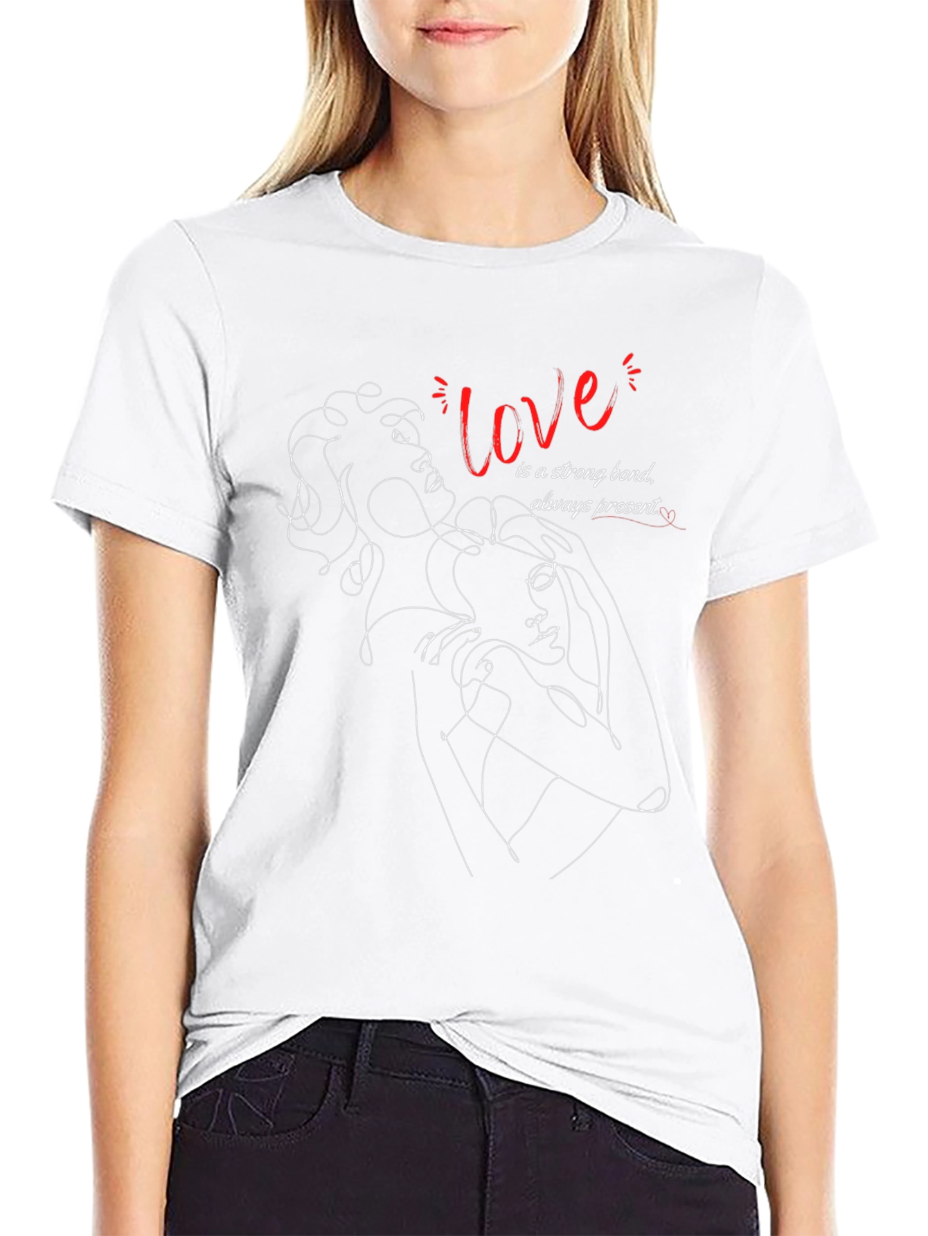 Love Line Art Graphic Tee - Strong Bond Shirt