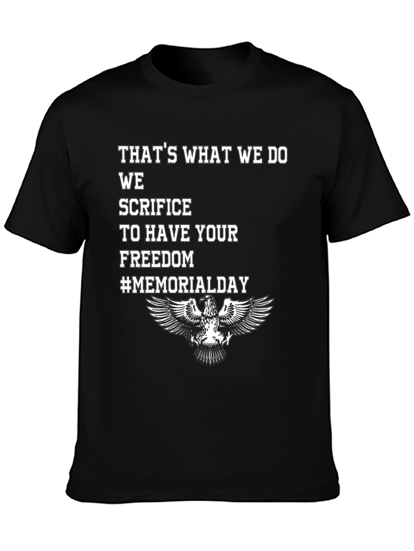 Memorial Day Eagle Graphic Black T-Shirt