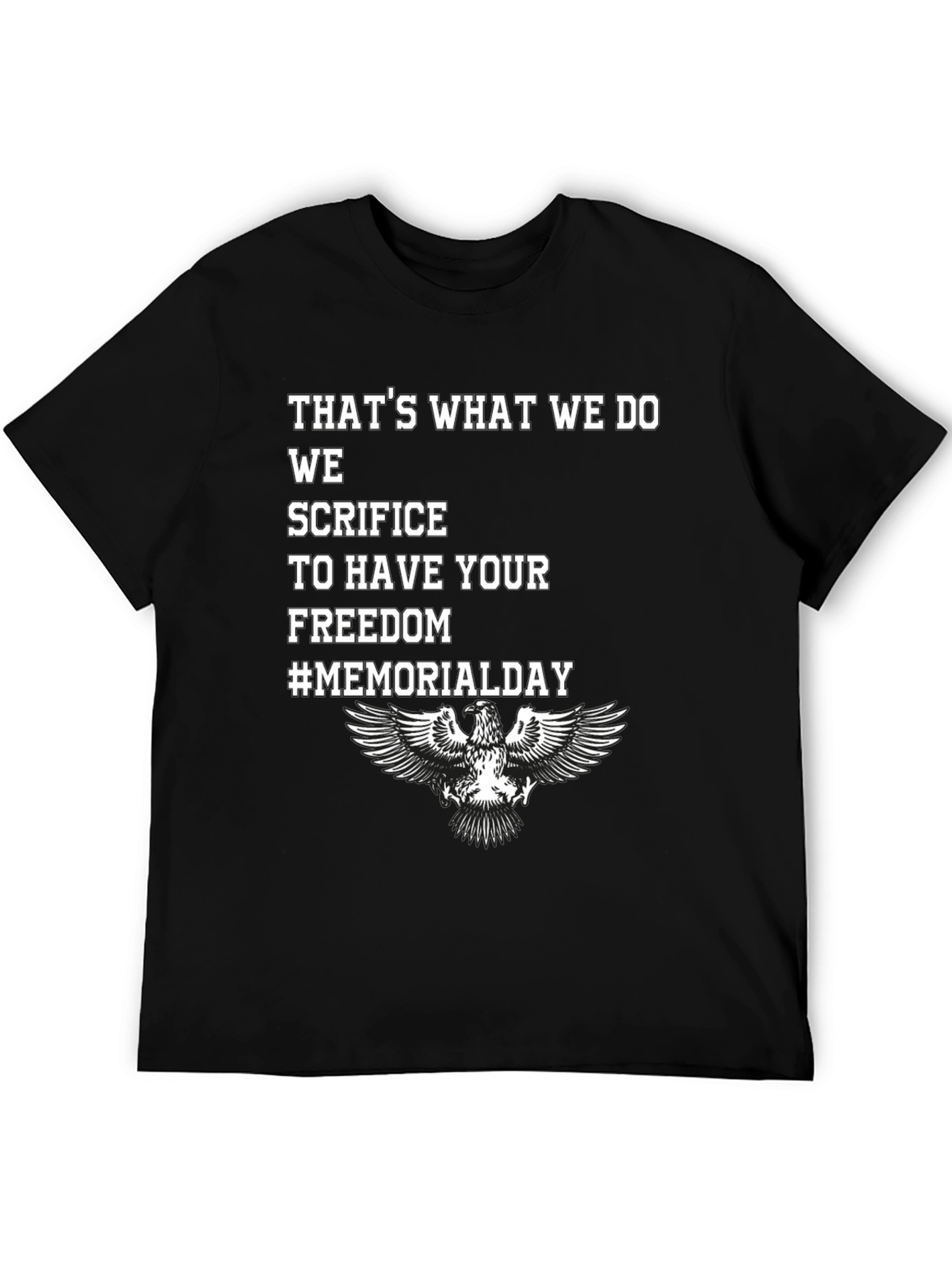 Memorial Day Eagle Graphic Black T-Shirt